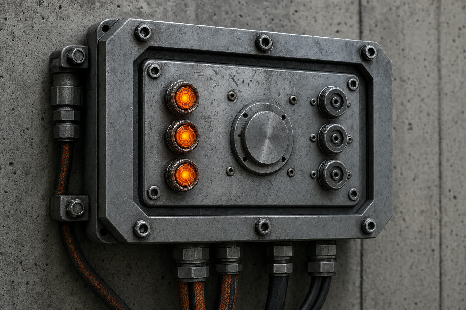 Close-up of a precision-engineered control system representing the ServiceAlly lead-to-booked-job machine